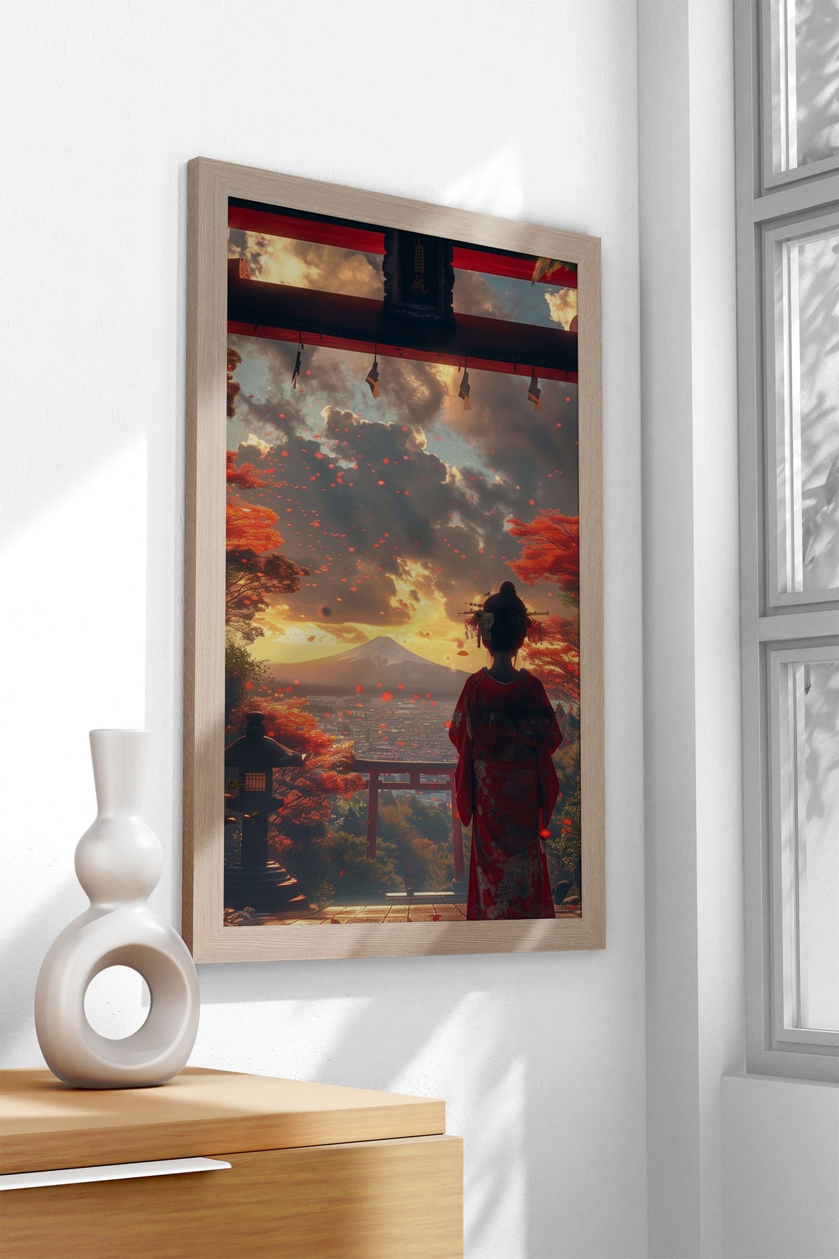Geisha View Torii and Fuji Asian Style Poster | Wall Art for Home & Office | High-Quality Print - High-Quality Visual Display