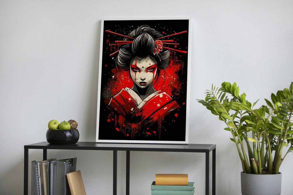 Geisha Warrior Art Asian Style Poster | Wall Art for Home & Office | High-Quality Print - High-Quality Visual Display
