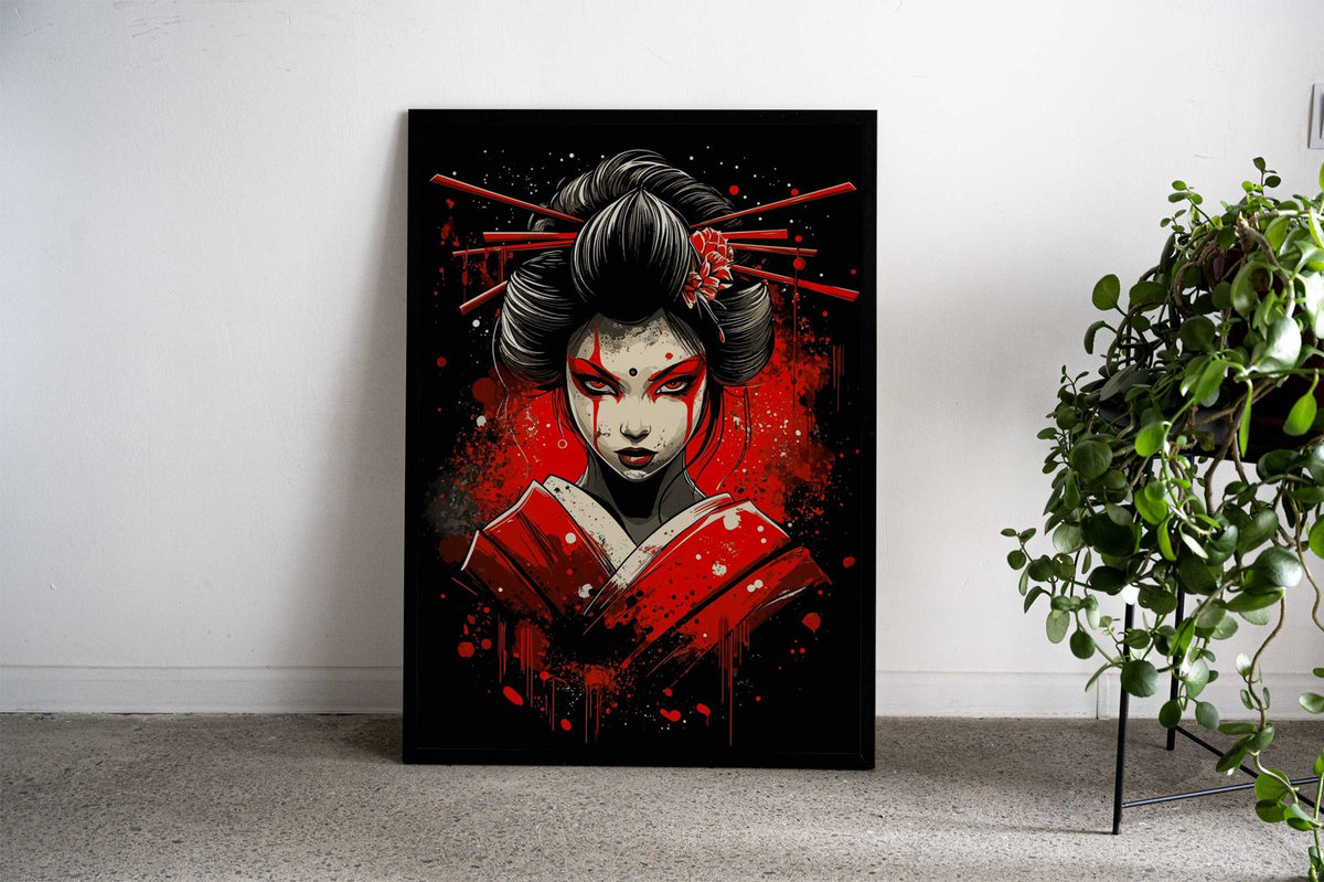 Geisha Warrior Art Asian Style Poster | Wall Art for Home & Office | High-Quality Print - High-Quality Visual Display