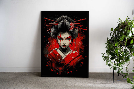 Geisha Warrior Art Asian Style Poster | Wall Art for Home & Office | High-Quality Print - High-Quality Visual Display