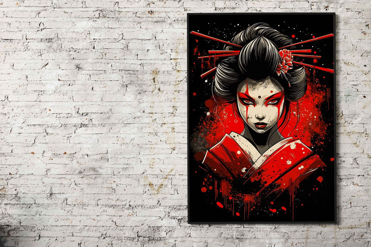 Geisha Warrior Art Asian Style Poster | Wall Art for Home & Office | High-Quality Print - High-Quality Visual Display