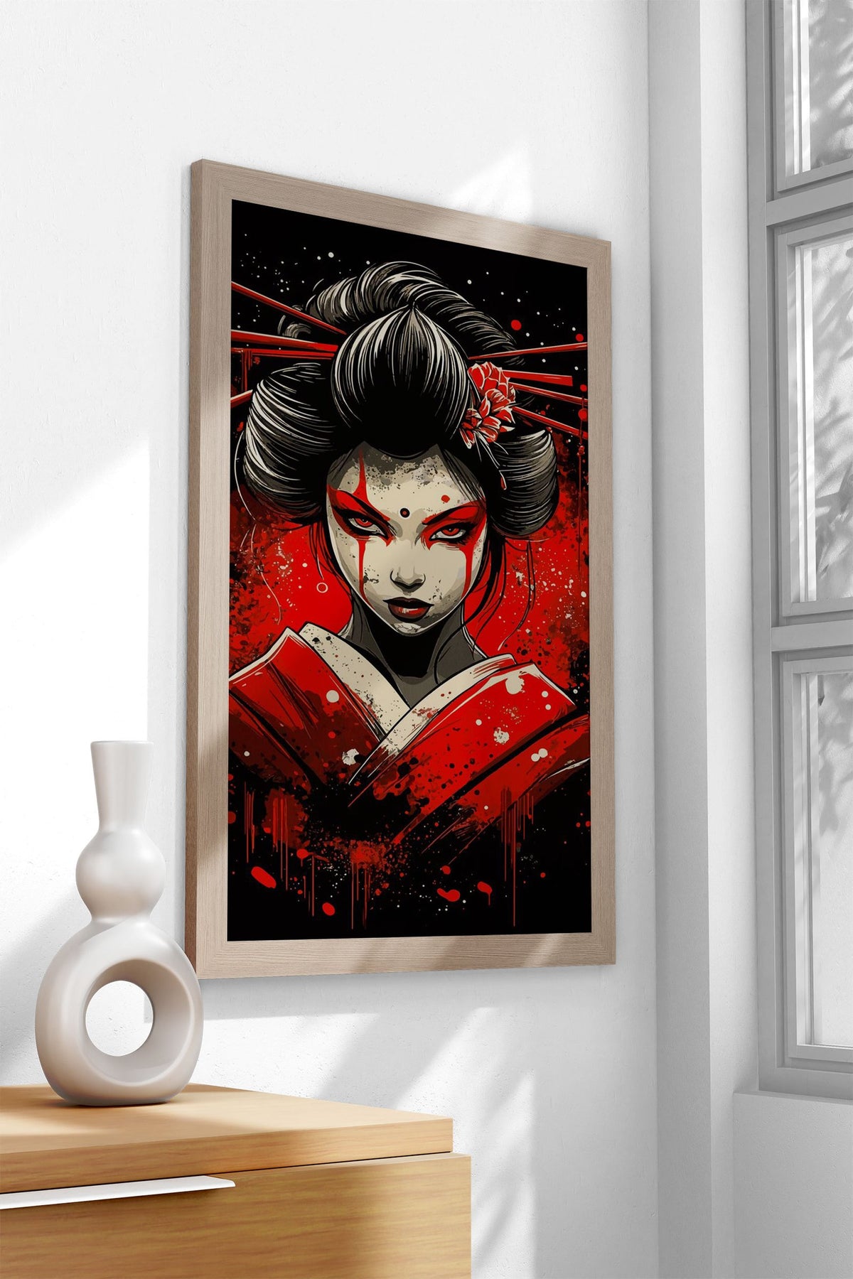 Geisha Warrior Art Asian Style Poster | Wall Art for Home & Office | High-Quality Print - High-Quality Visual Display