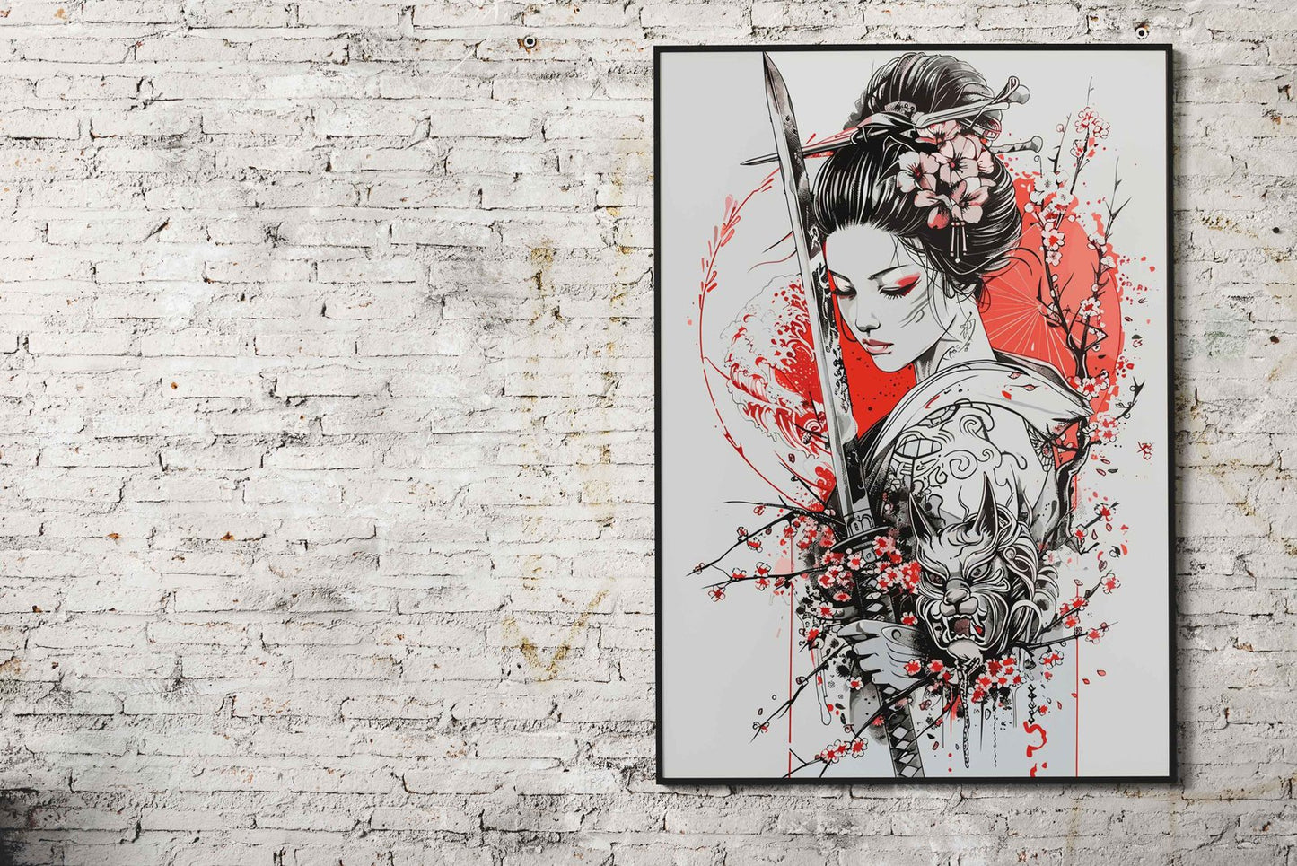 Geisha Warrior with Katana Asian Style Poster | Wall Art for Home & Office | High-Quality Print