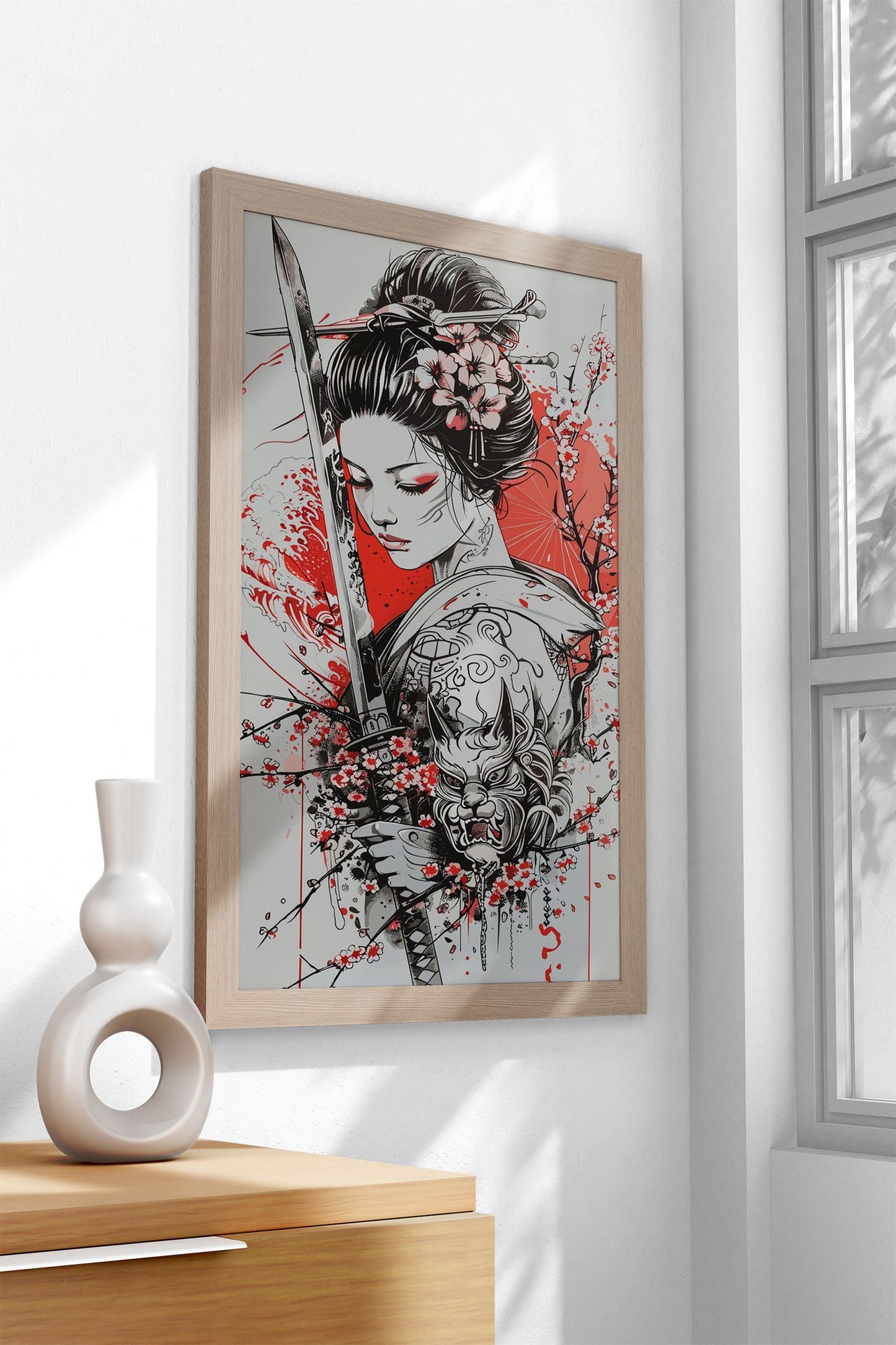 Geisha Warrior with Katana Asian Style Poster | Wall Art for Home & Office | High-Quality Print