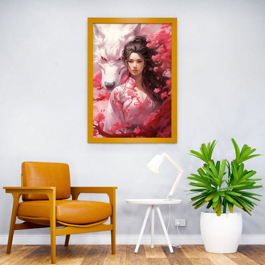 Geisha Wolf Asian Style Poster | Wall Art for Home & Office | High-Quality Print - High-Quality Visual Display
