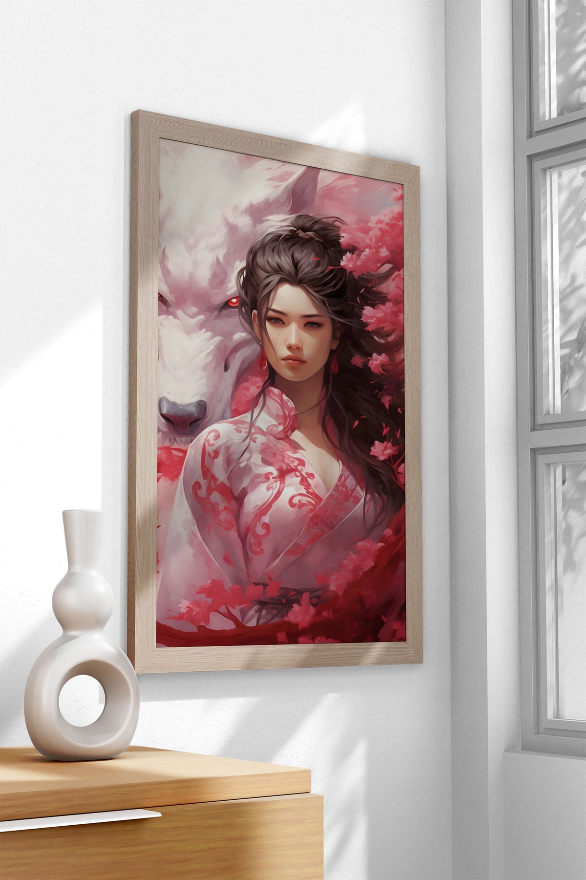 Geisha Wolf Asian Style Poster | Wall Art for Home & Office | High-Quality Print - High-Quality Visual Display
