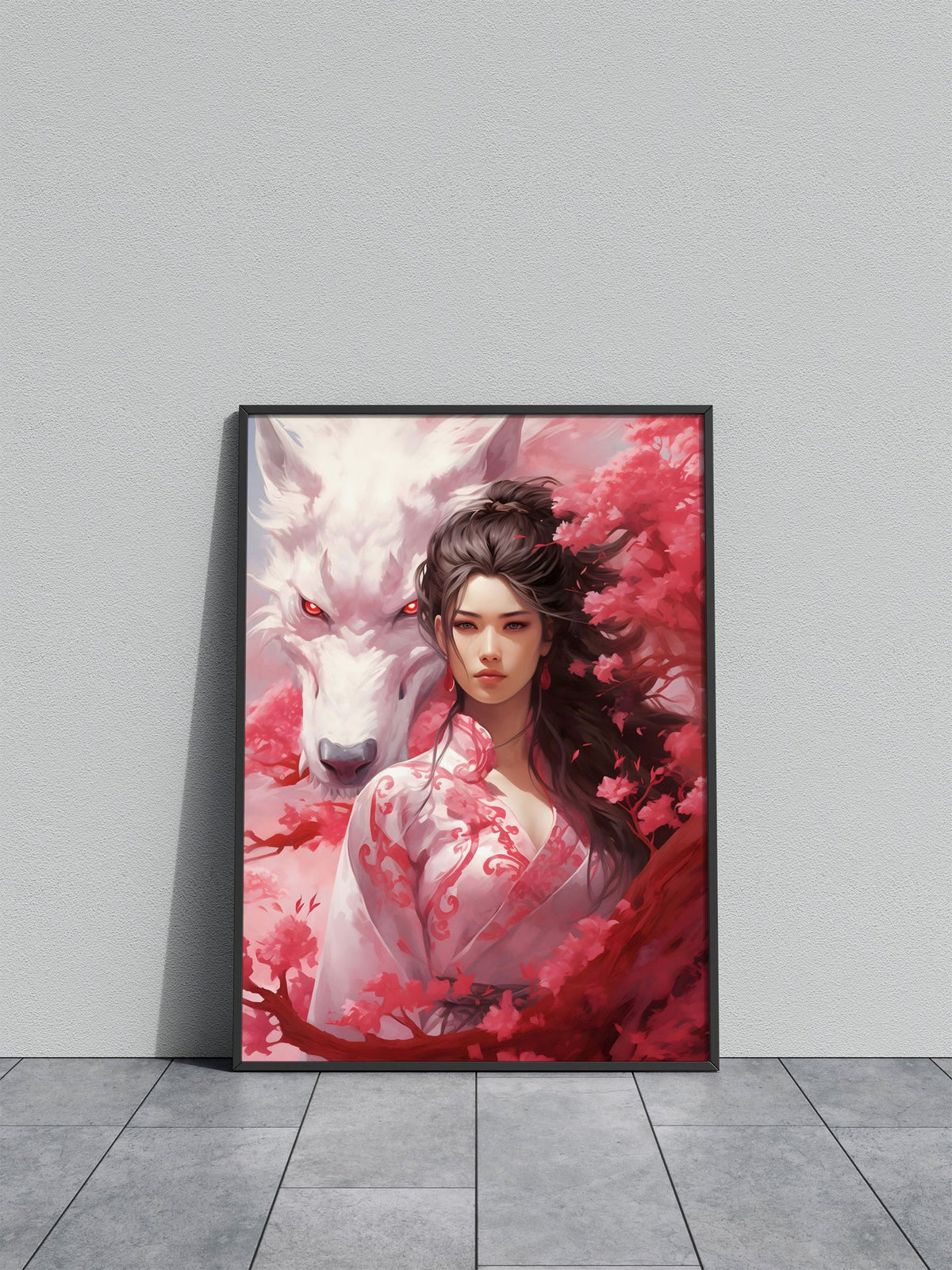 Geisha Wolf Asian Style Poster | Wall Art for Home & Office | High-Quality Print - High-Quality Visual Display