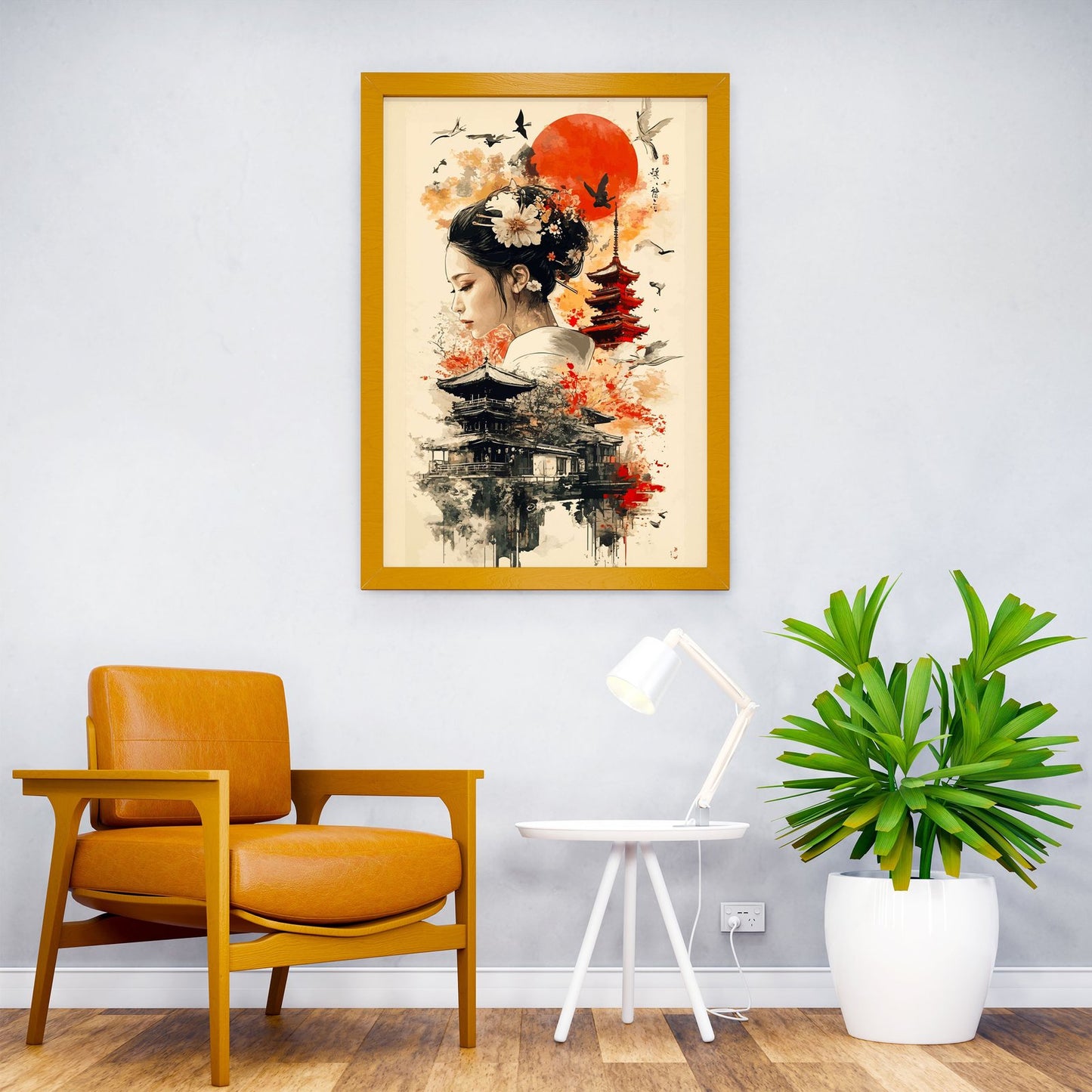 Geisha and Pagoda Asian Style Poster | Wall Art for Home & Office | High-Quality Print - High-Quality Visual Display