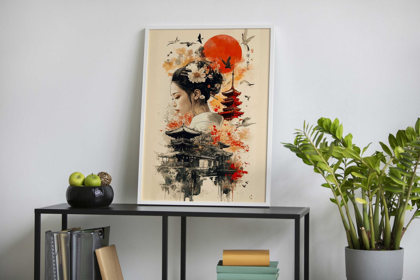 Geisha and Pagoda Asian Style Poster | Wall Art for Home & Office | High-Quality Print - High-Quality Visual Display