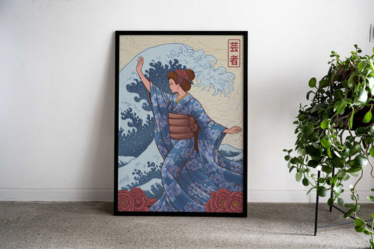 Geisha and great wave Asian Style Poster | Wall Art for Home & Office | High-Quality Print - High-Quality Visual Display