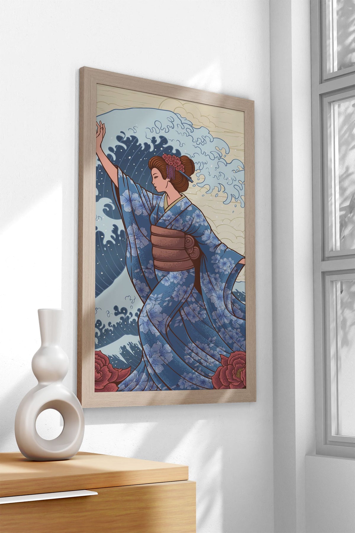 Geisha and great wave Asian Style Poster | Wall Art for Home & Office | High-Quality Print - High-Quality Visual Display