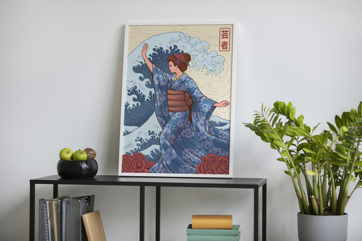 Geisha and great wave Asian Style Poster | Wall Art for Home & Office | High-Quality Print - High-Quality Visual Display