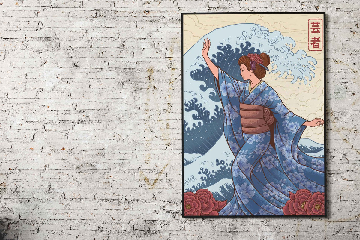 Geisha and great wave Asian Style Poster | Wall Art for Home & Office | High-Quality Print - High-Quality Visual Display