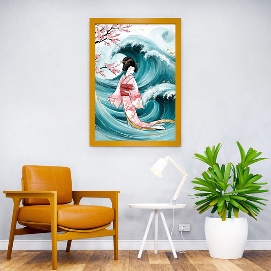 Geisha and waves Asian Style Poster | Wall Art for Home & Office | High-Quality Print - High-Quality Visual Display