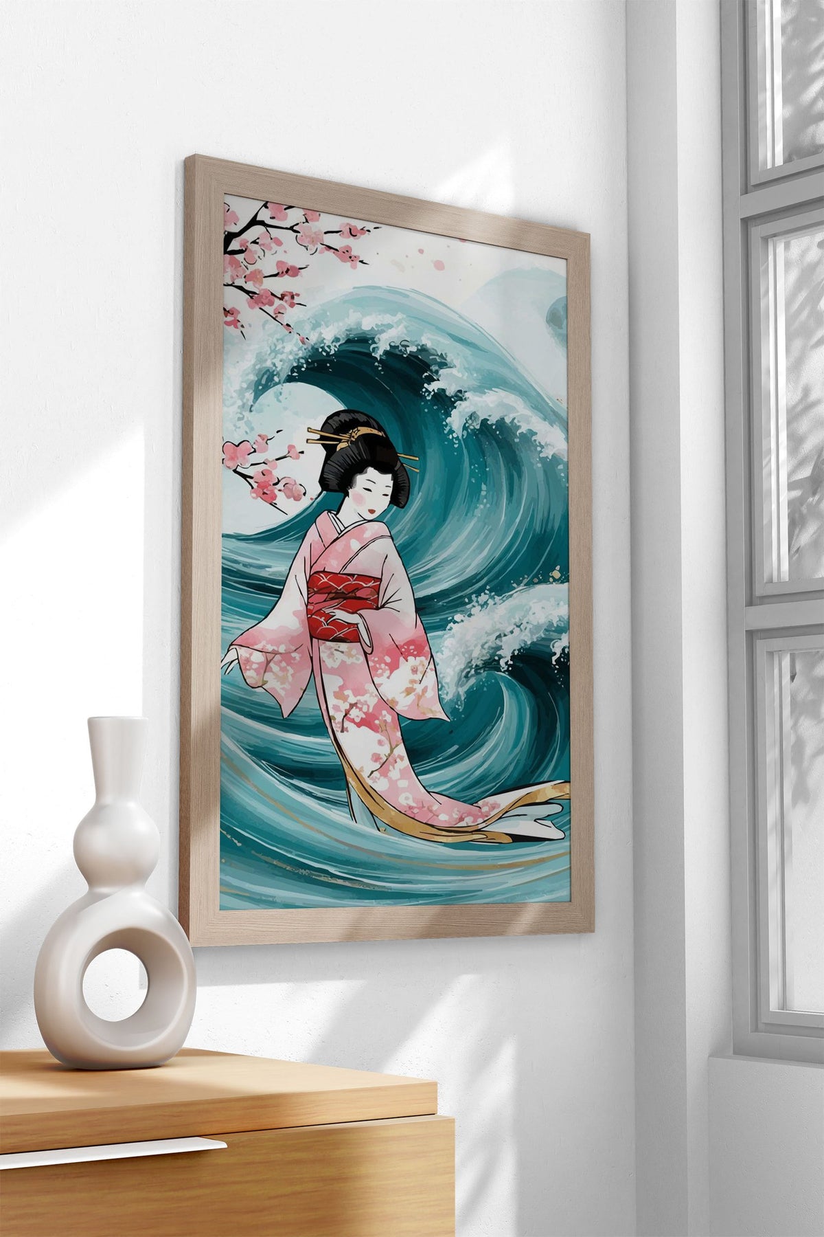 Geisha and waves Asian Style Poster | Wall Art for Home & Office | High-Quality Print - High-Quality Visual Display