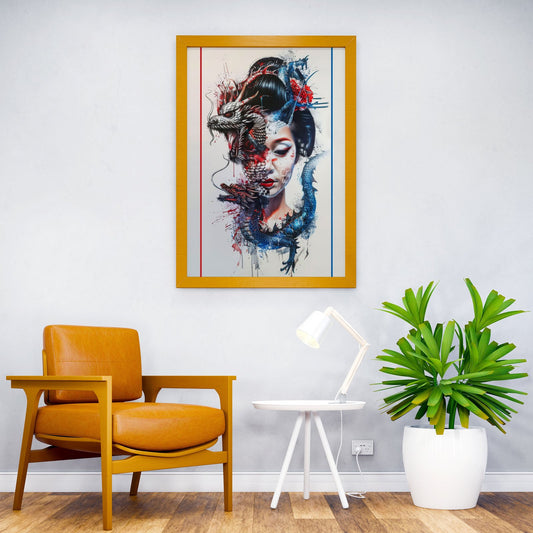 Geisha dragon 3 Asian Style Poster | Wall Art for Home & Office | High-Quality Print - High-Quality Visual Display