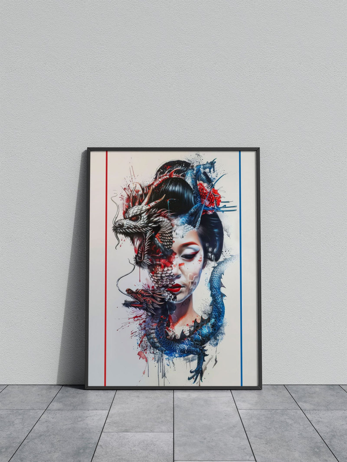 Geisha dragon 3 Asian Style Poster | Wall Art for Home & Office | High-Quality Print - High-Quality Visual Display