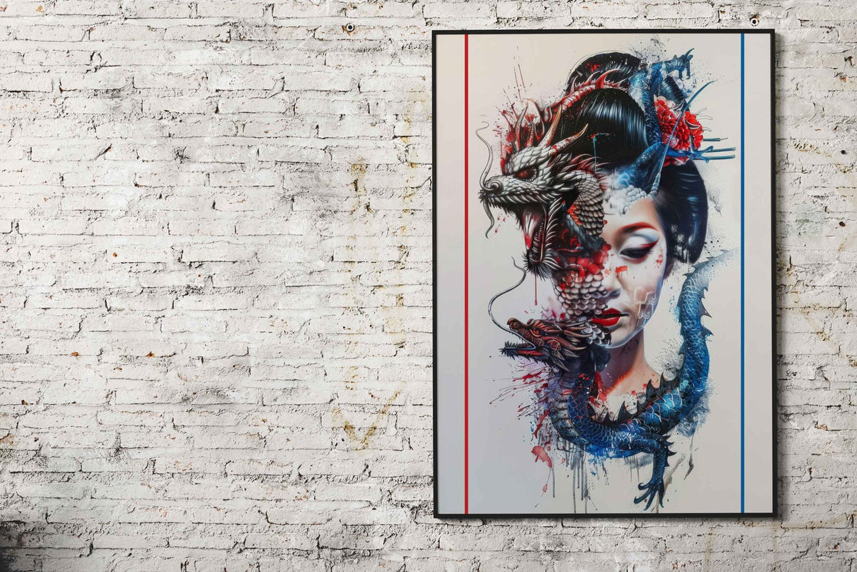 Geisha dragon 3 Asian Style Poster | Wall Art for Home & Office | High-Quality Print - High-Quality Visual Display