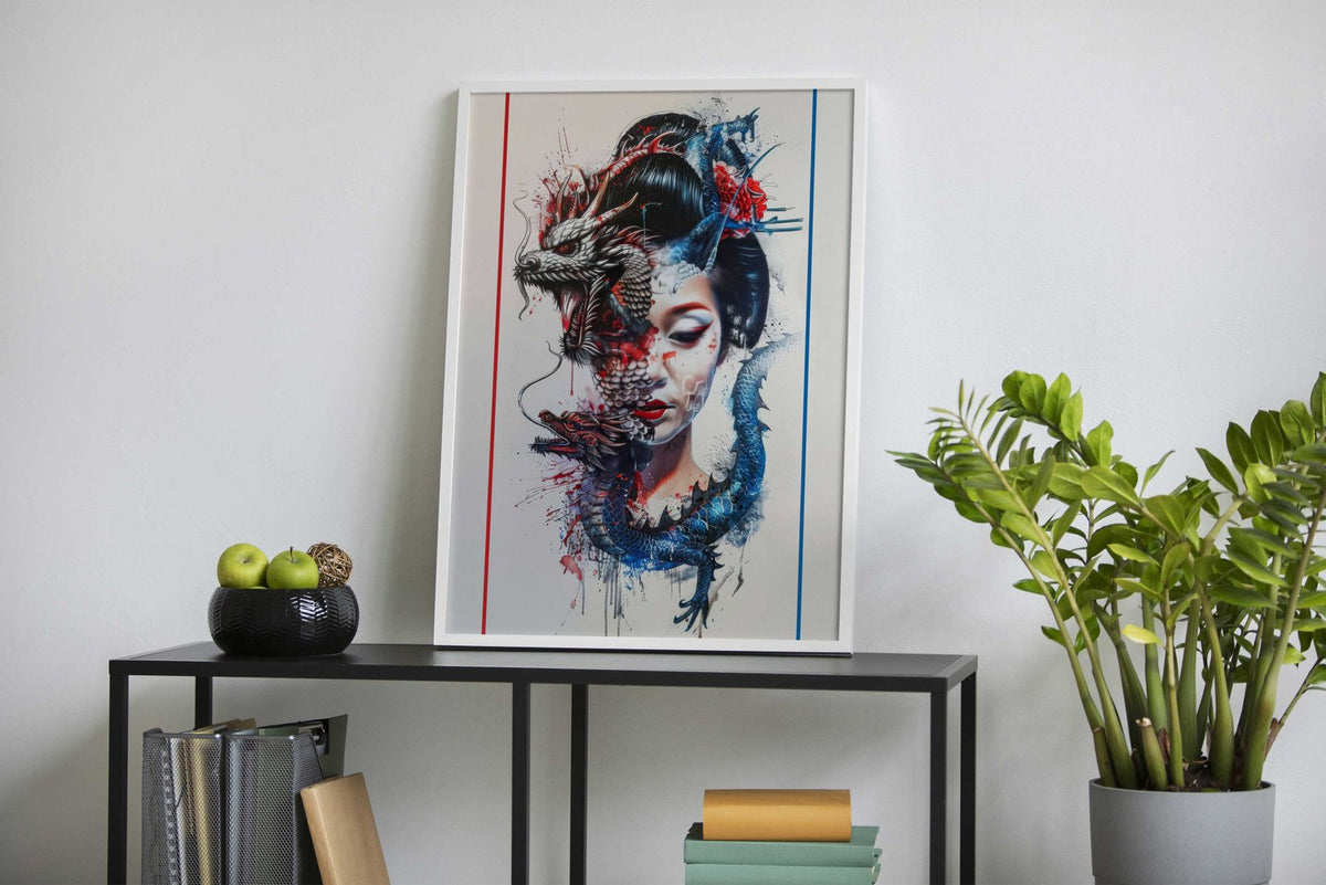 Geisha dragon 3 Asian Style Poster | Wall Art for Home & Office | High-Quality Print - High-Quality Visual Display