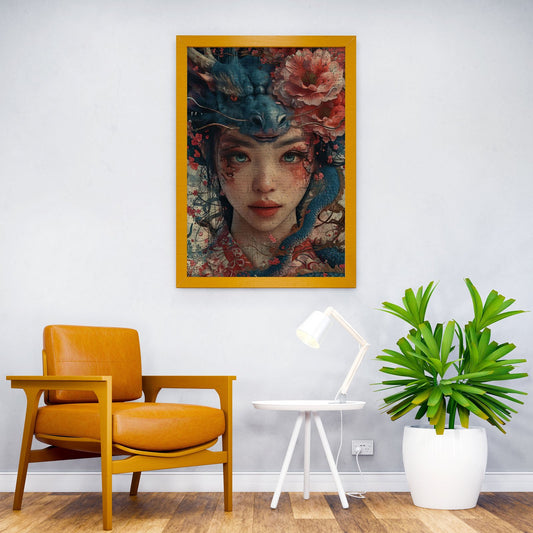 Geisha dragon flowers Asian Style Poster | Wall Art for Home & Office | High-Quality Print - High-Quality Visual Display