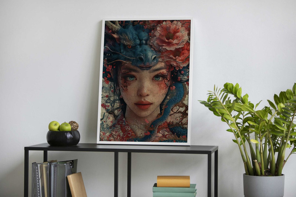 Geisha dragon flowers Asian Style Poster | Wall Art for Home & Office | High-Quality Print - High-Quality Visual Display