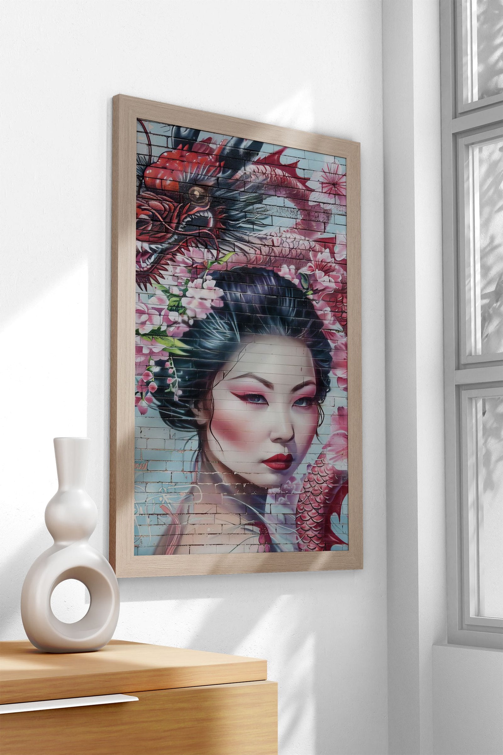 Geisha dragon wall Poster | Asian Style Wall Art - Multiple Sizes ...