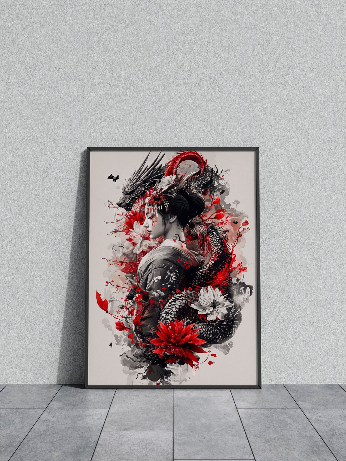 Geisha dragons Asian Style Poster | Wall Art for Home & Office | High-Quality Print - High-Quality Visual Display
