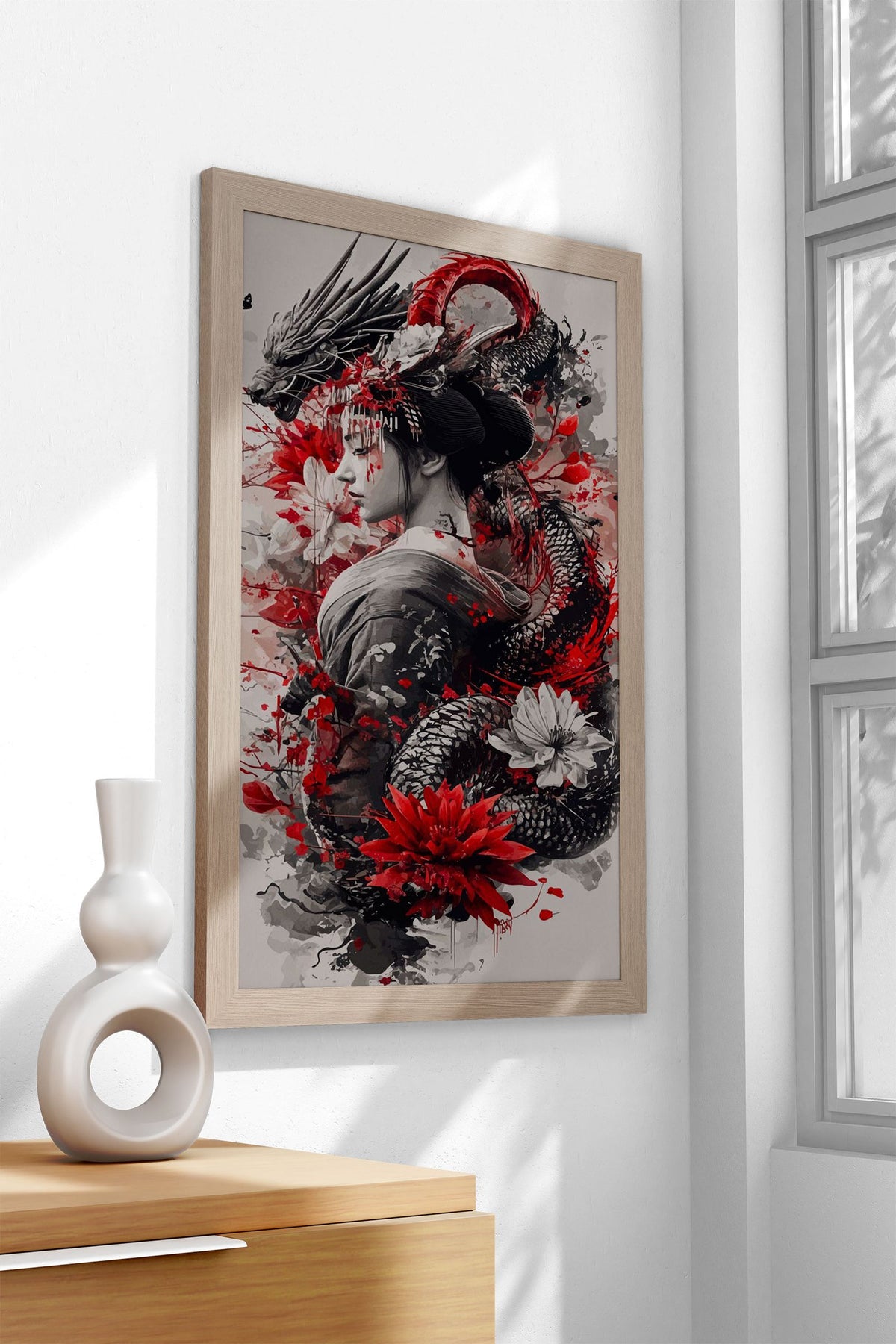 Geisha dragons Asian Style Poster | Wall Art for Home & Office | High-Quality Print - High-Quality Visual Display