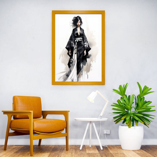 Geisha in Black Asian Style Poster | Wall Art for Home & Office | High-Quality Print - High-Quality Visual Display