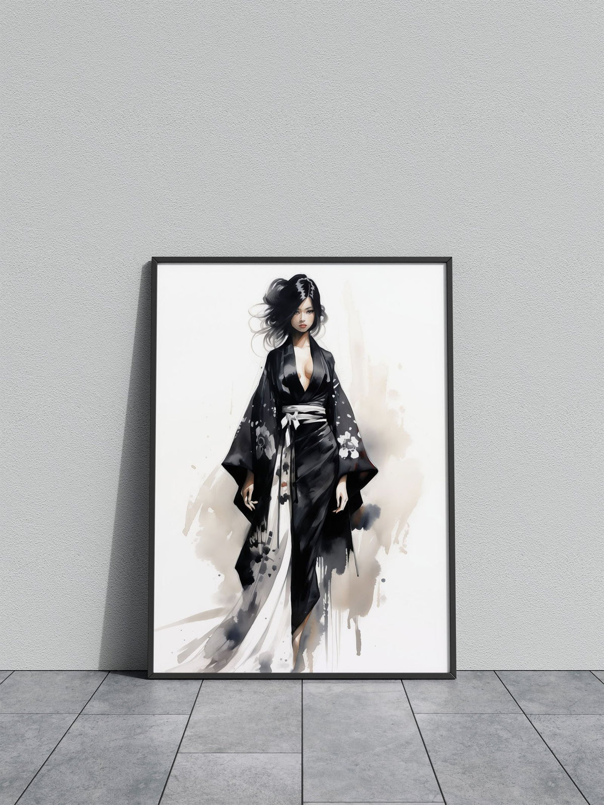 Geisha in Black Asian Style Poster | Wall Art for Home & Office | High-Quality Print - High-Quality Visual Display