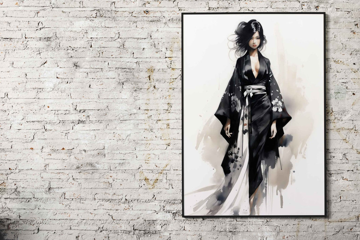 Geisha in Black Asian Style Poster | Wall Art for Home & Office | High-Quality Print - High-Quality Visual Display