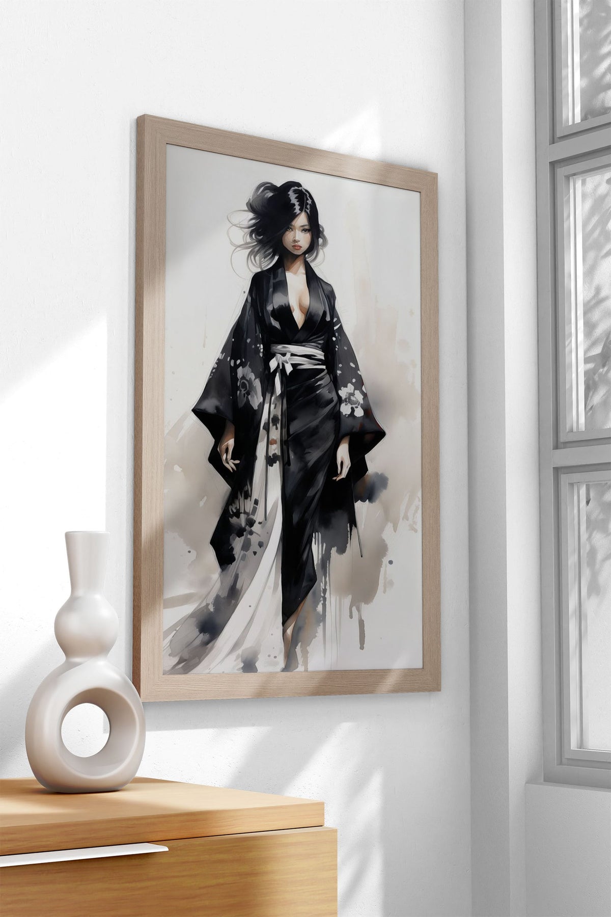 Geisha in Black Asian Style Poster | Wall Art for Home & Office | High-Quality Print - High-Quality Visual Display