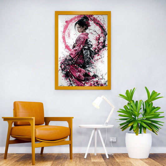 Geisha in Cherry Blossoms Asian Style Poster | Wall Art for Home & Office | High-Quality Print - High-Quality Visual Display