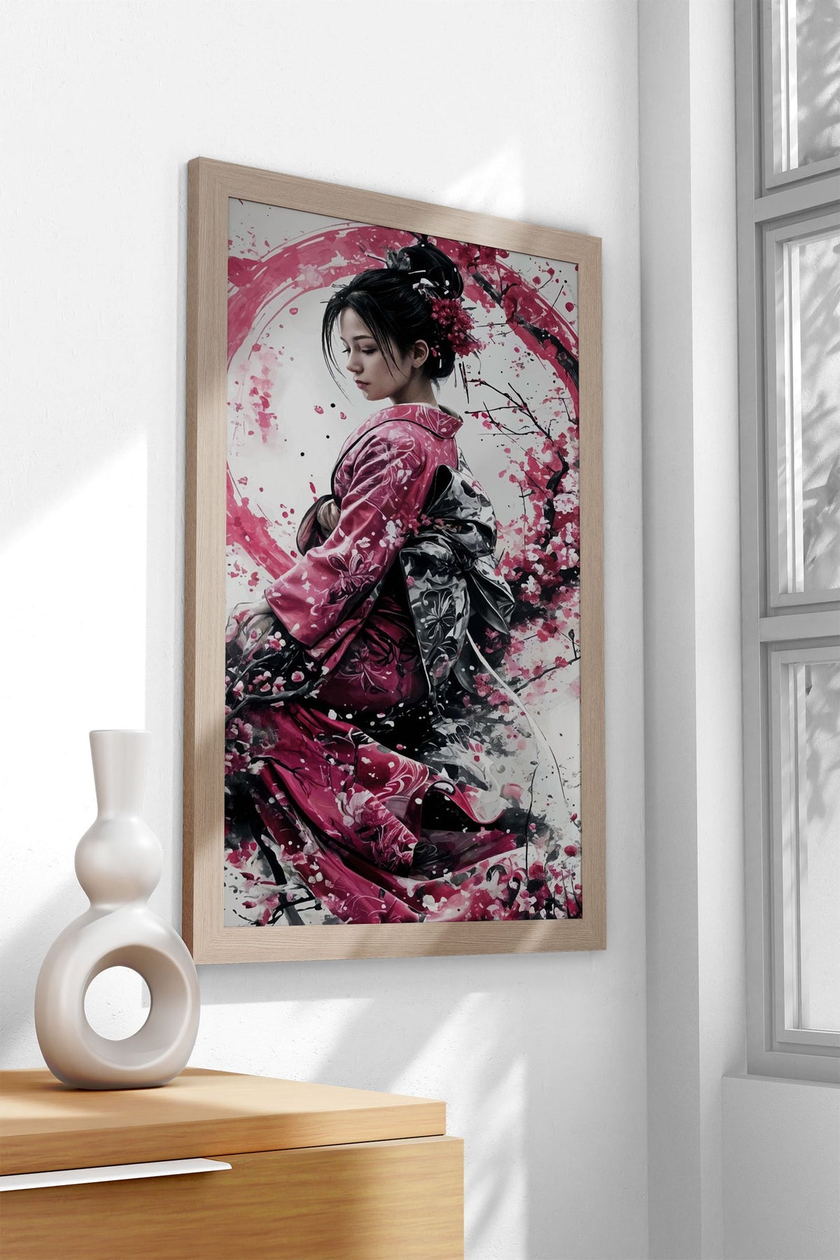 Geisha in Cherry Blossoms Asian Style Poster | Wall Art for Home & Office | High-Quality Print - High-Quality Visual Display