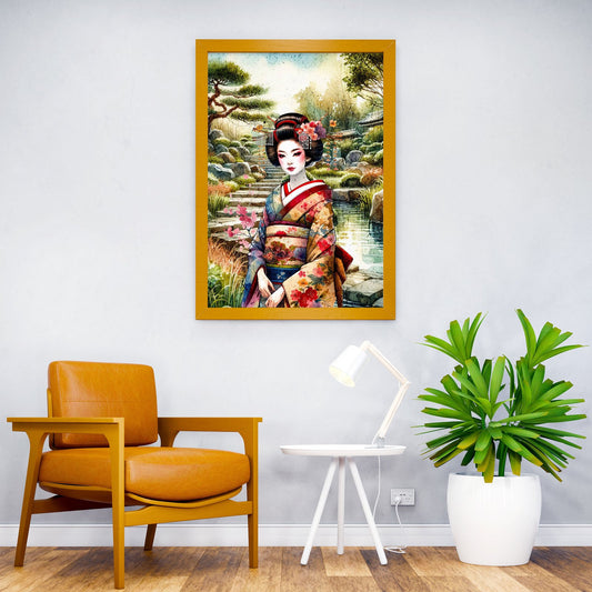 Geisha in Japanese Garden Asian Style Poster | Wall Art for Home & Office | High-Quality Print - High-Quality Visual Display