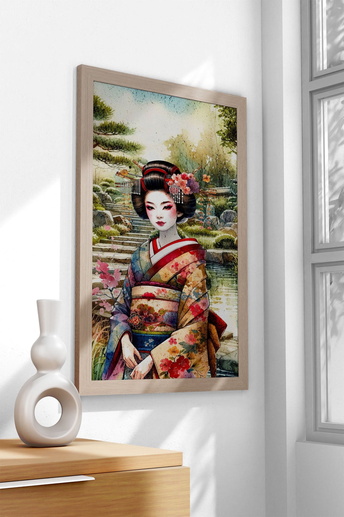 Geisha in Japanese Garden Asian Style Poster | Wall Art for Home & Office | High-Quality Print - High-Quality Visual Display