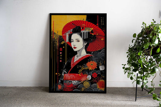 Geisha in Kimono Asian Style Poster | Wall Art for Home & Office | High-Quality Print - High-Quality Visual Display