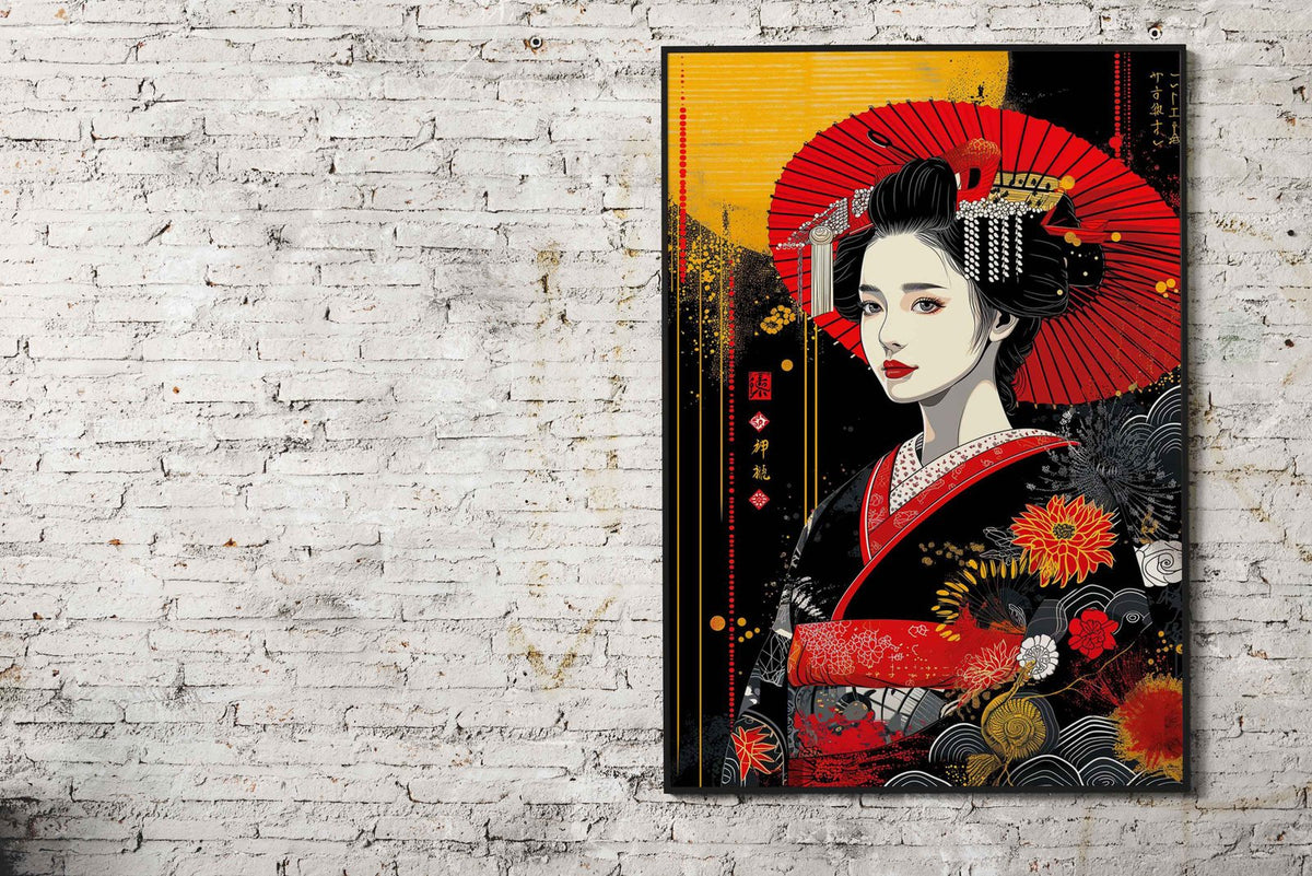 Geisha in Kimono Asian Style Poster | Wall Art for Home & Office | High-Quality Print - High-Quality Visual Display