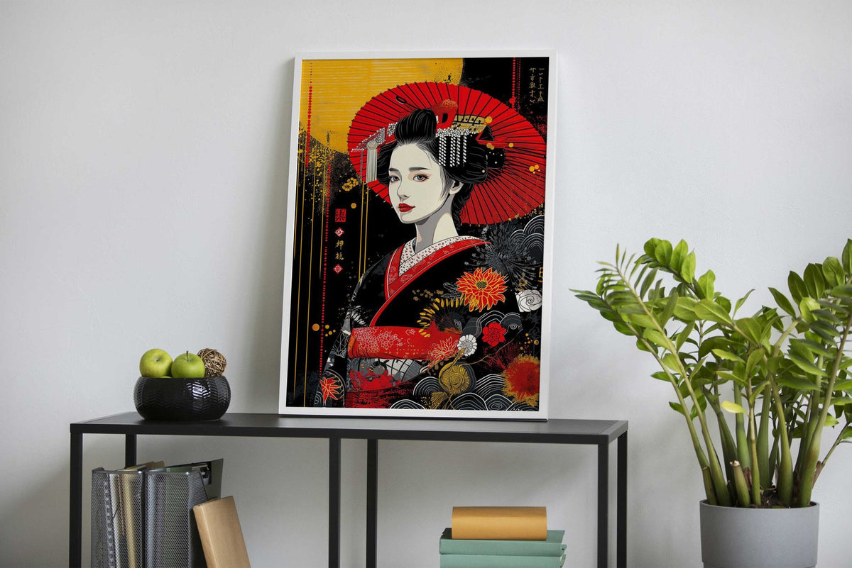 Geisha in Kimono Asian Style Poster | Wall Art for Home & Office | High-Quality Print - High-Quality Visual Display
