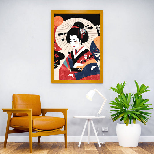 Geisha in Traditional Kimono Asian Style Poster | Wall Art for Home & Office | High-Quality Print - High-Quality Visual Display