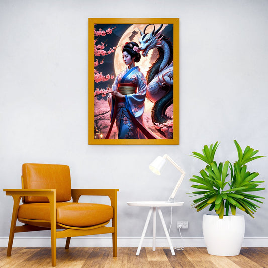 Geisha japanese dragon Asian Style Poster | Wall Art for Home & Office | High-Quality Print - High-Quality Visual Display