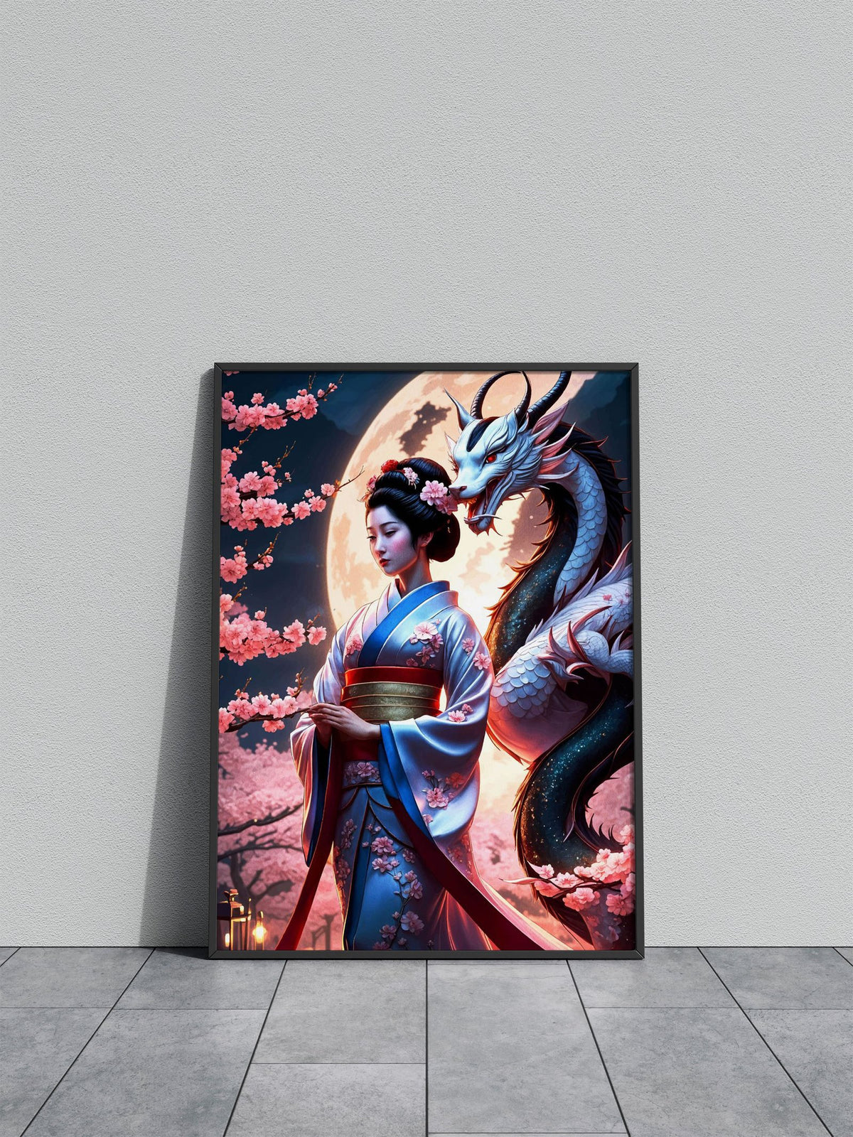 Geisha japanese dragon Asian Style Poster | Wall Art for Home & Office | High-Quality Print - High-Quality Visual Display