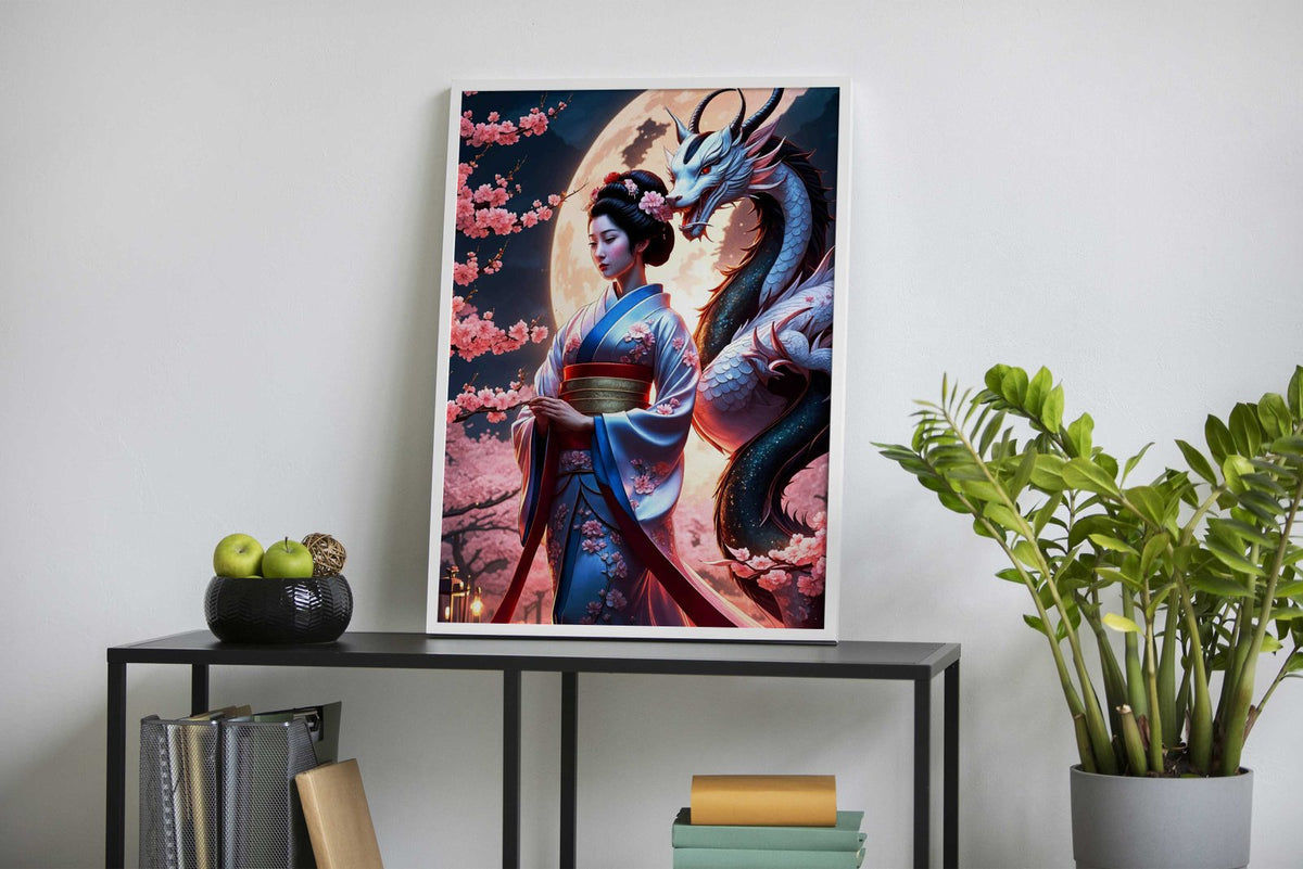 Geisha japanese dragon Asian Style Poster | Wall Art for Home & Office | High-Quality Print - High-Quality Visual Display