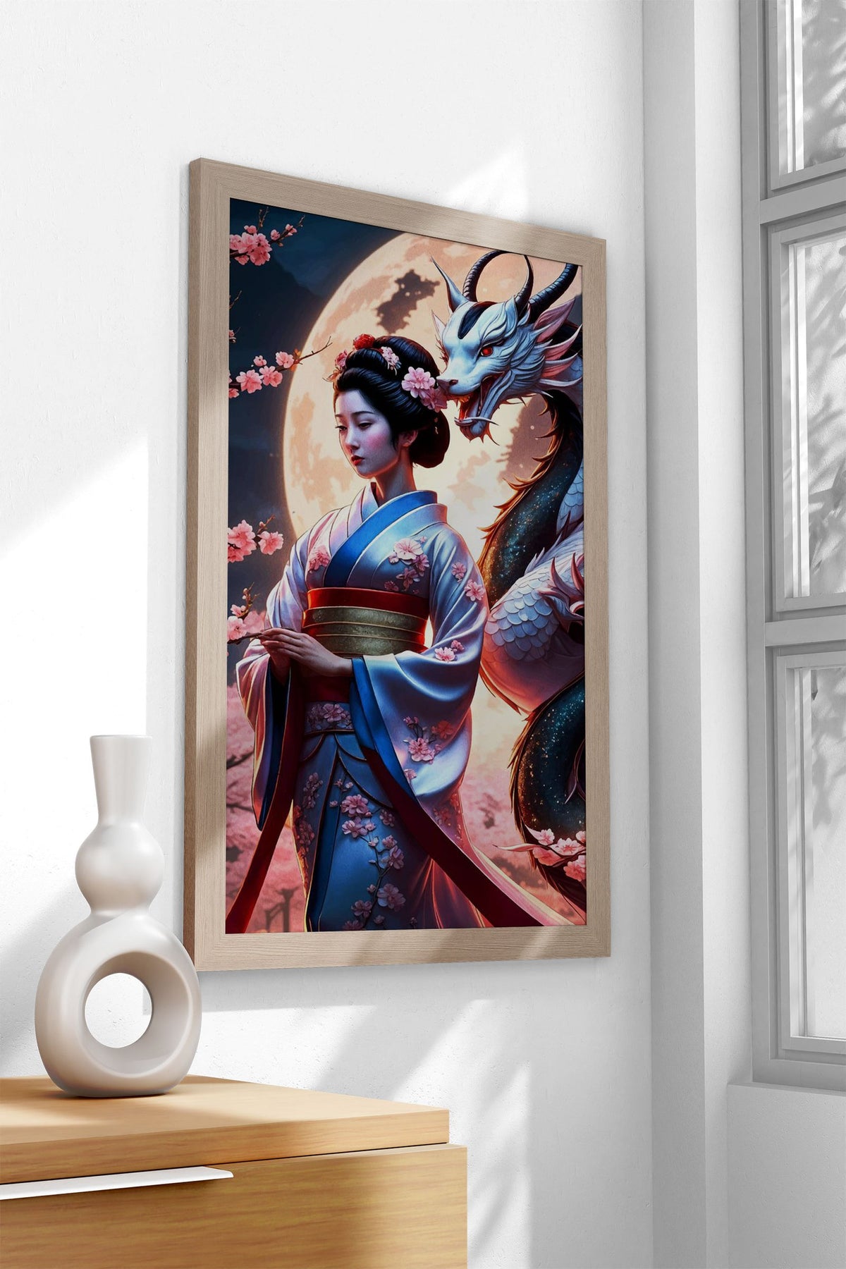 Geisha japanese dragon Asian Style Poster | Wall Art for Home & Office | High-Quality Print - High-Quality Visual Display