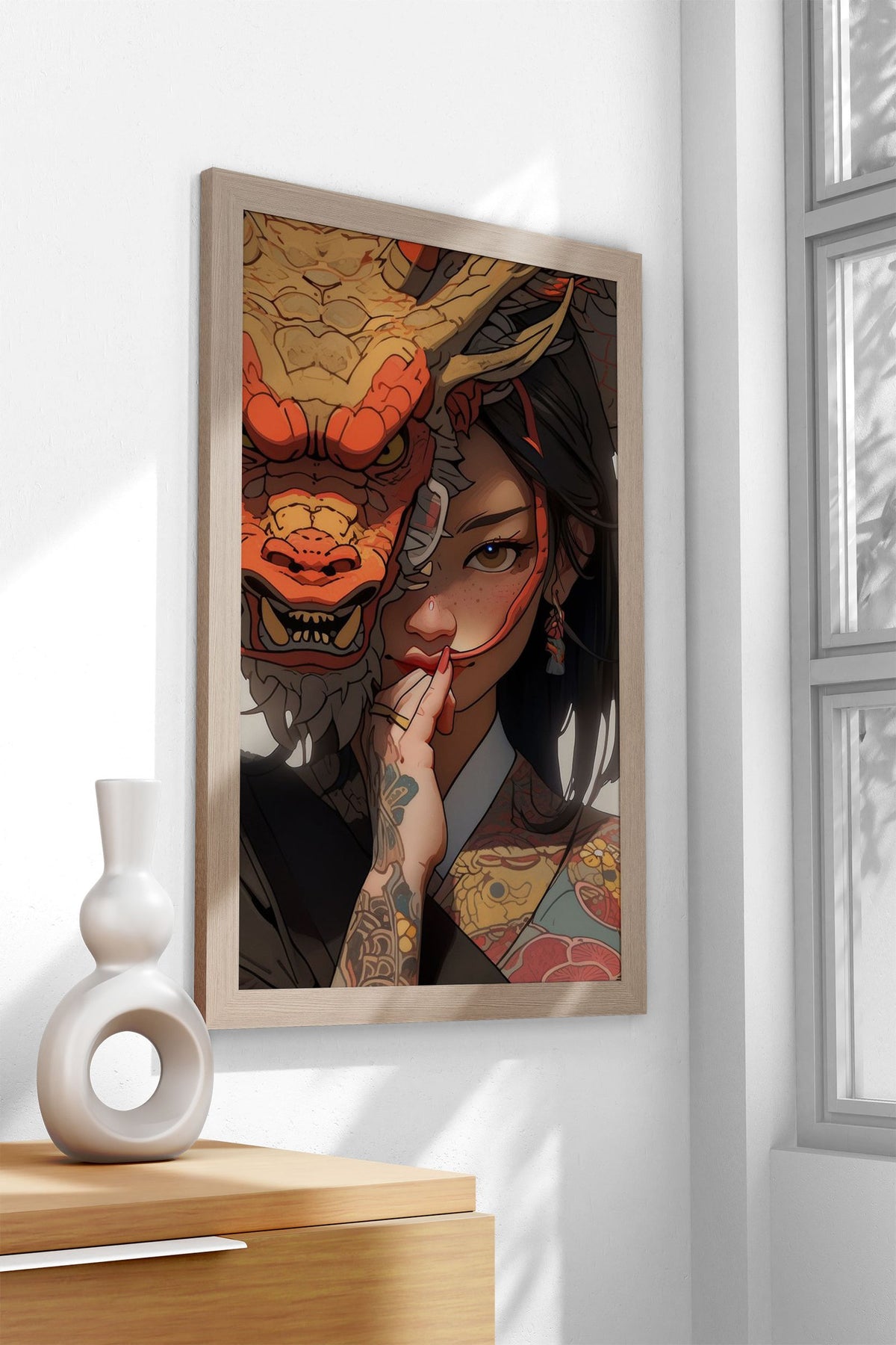 Geisha mask dragon Asian Style Poster | Wall Art for Home & Office | High-Quality Print - High-Quality Visual Display