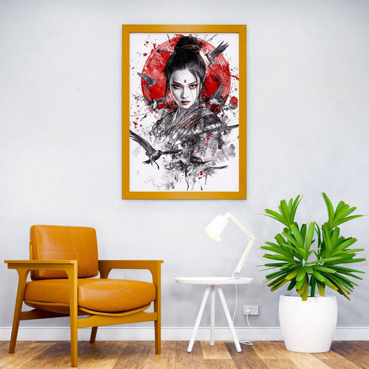 Geisha with Birds Asian Style Poster | Wall Art for Home & Office | High-Quality Print - High-Quality Visual Display