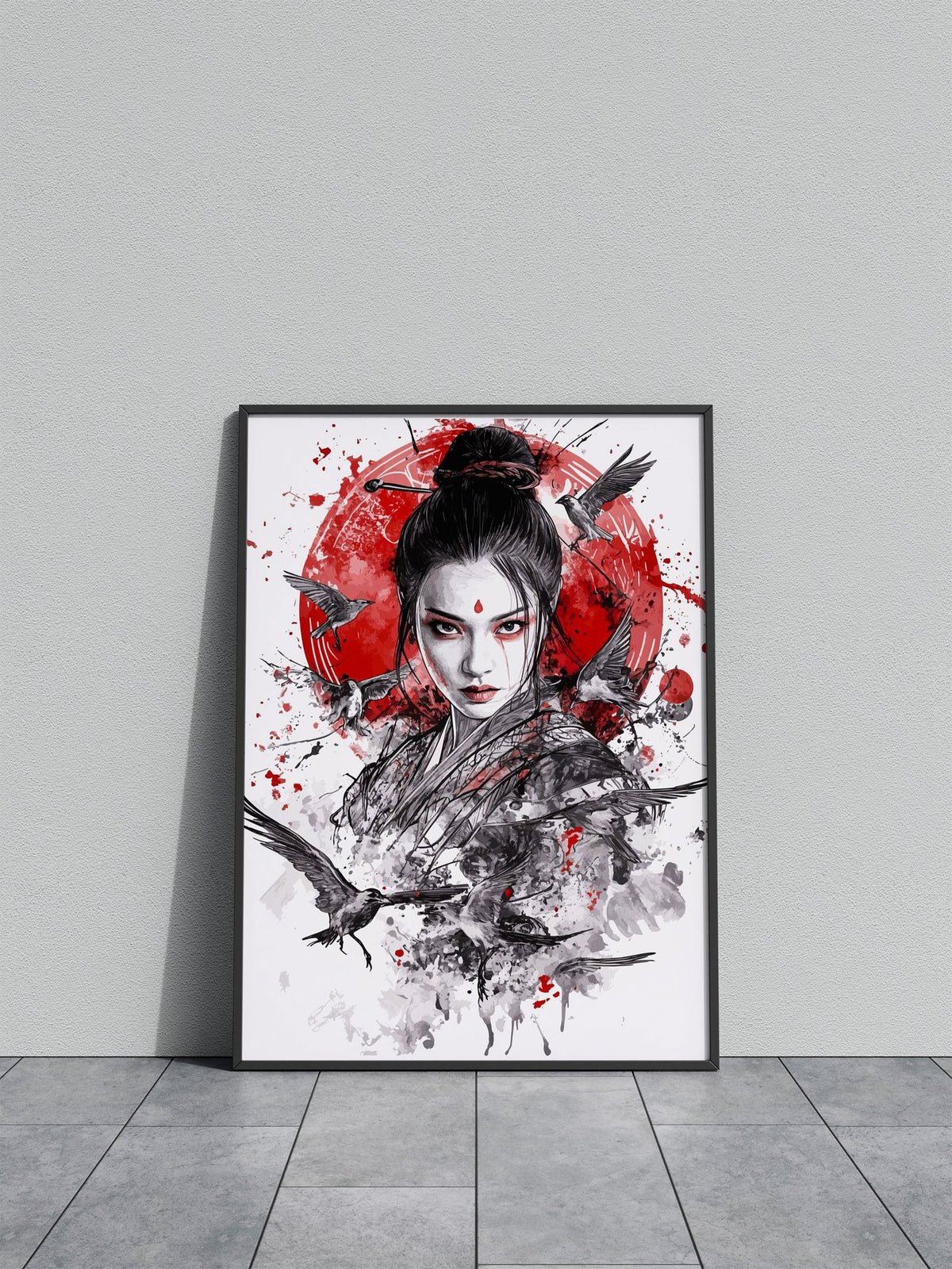 Geisha with Birds Asian Style Poster | Wall Art for Home & Office | High-Quality Print - High-Quality Visual Display
