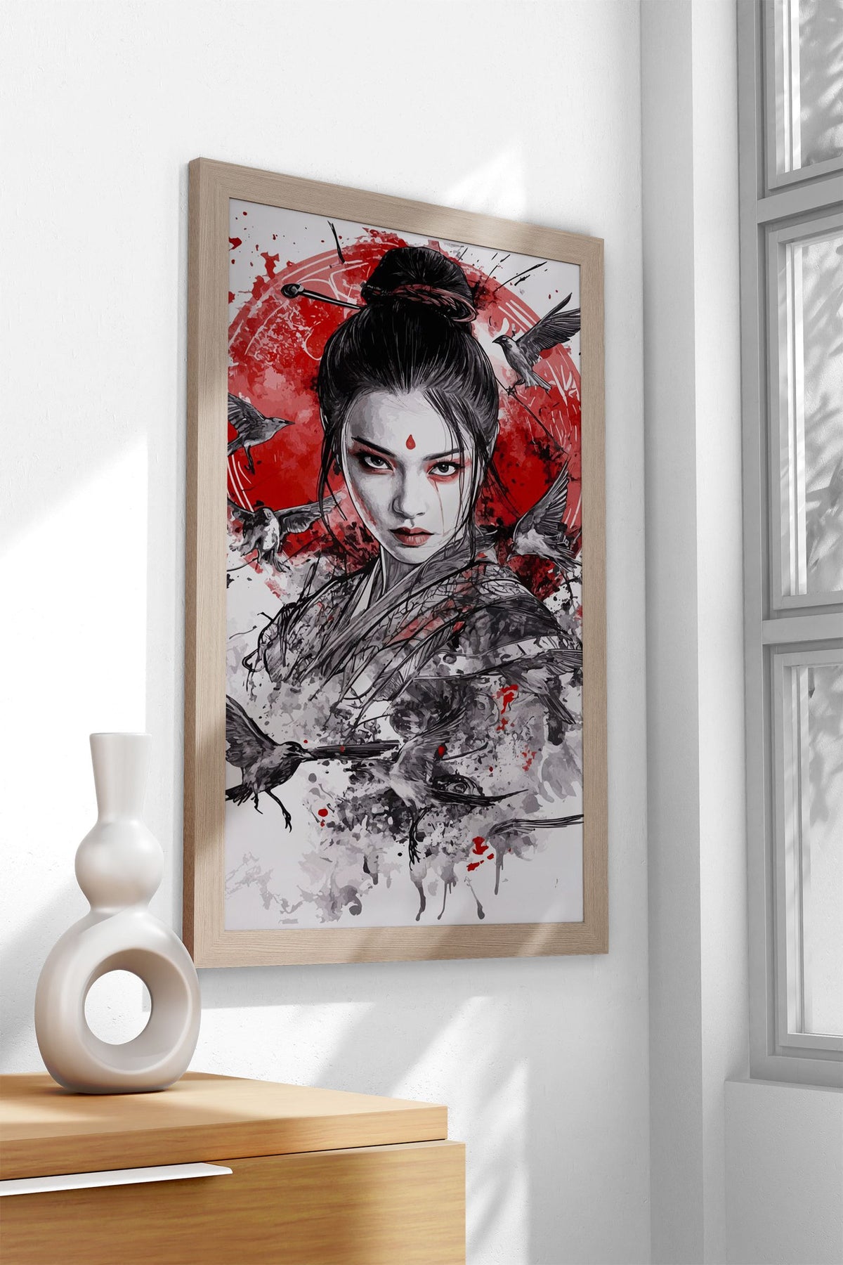 Geisha with Birds Asian Style Poster | Wall Art for Home & Office | High-Quality Print - High-Quality Visual Display