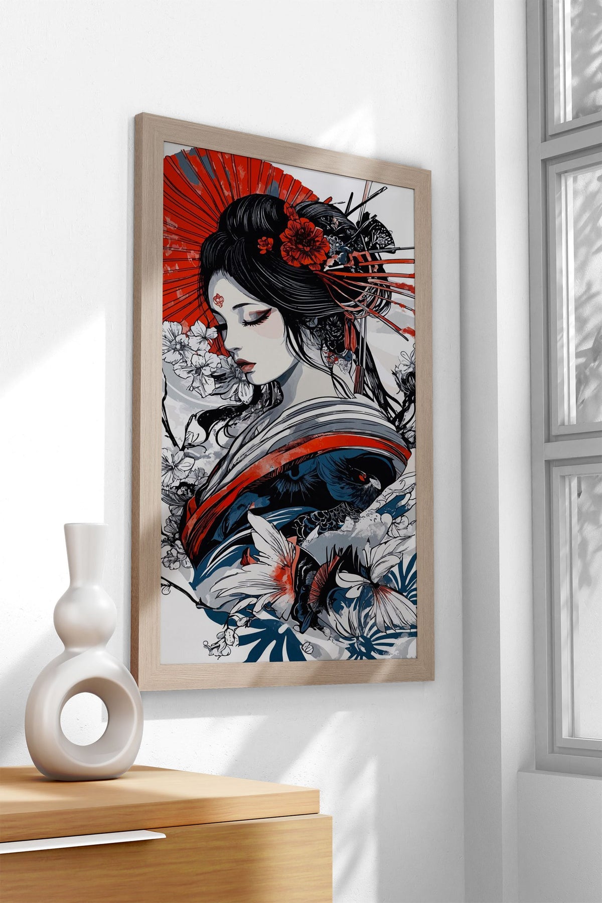 Geisha with Cherry Blossoms Asian Style Poster | Wall Art for Home & Office | High-Quality Print - High-Quality Visual Display