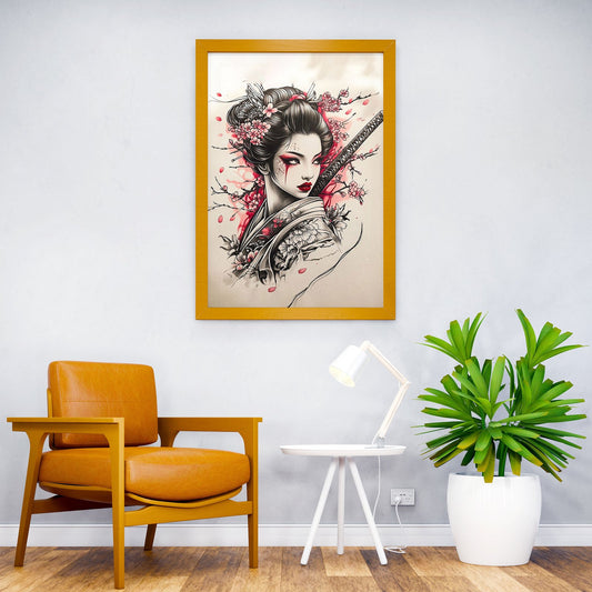 Geisha with Katana Asian Style Poster | Wall Art for Home & Office | High-Quality Print - High-Quality Visual Display